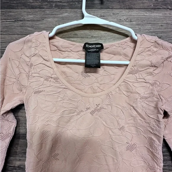 bebe | Tops | Bebe Pink Long Sleeve Floral Fitted Blouse